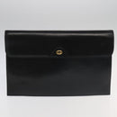 GUCCI Business Bag Leather Black Auth 93060-22