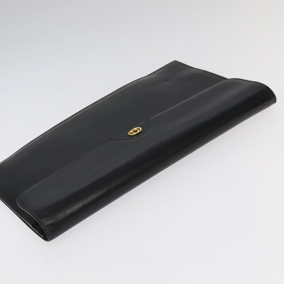 GUCCI Business Bag Leather Black Auth 93060