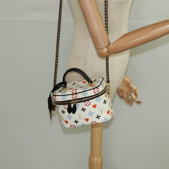 LOUIS VUITTON Monogram Game On Vanity PM Hand Bag White M57458 LV Auth 93070SM