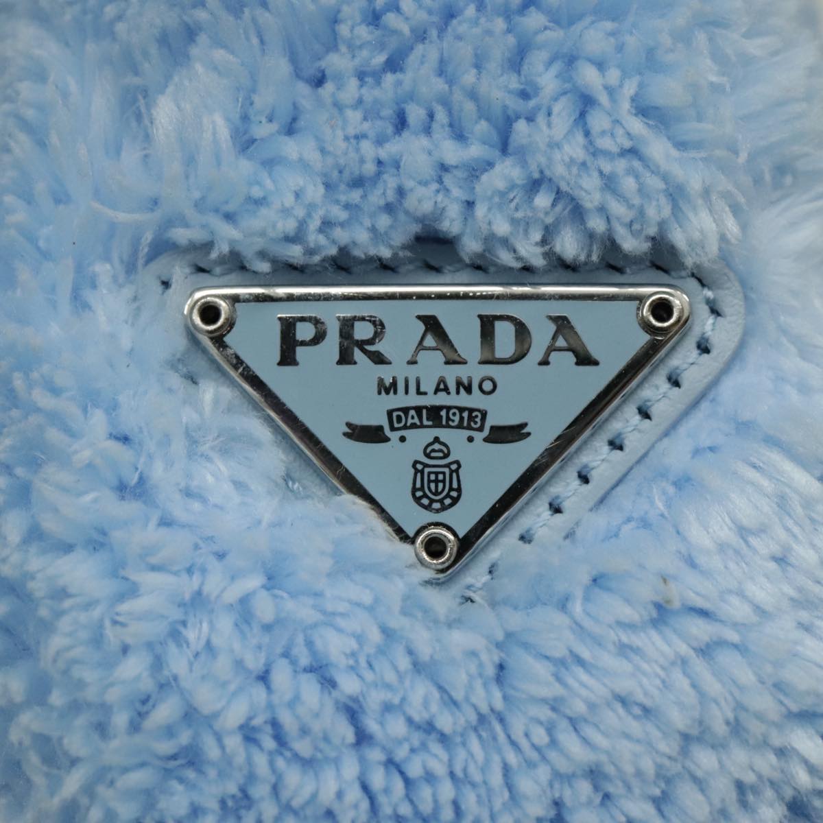 PRADA Mini Hand Bag Pile Blue Auth 93077A