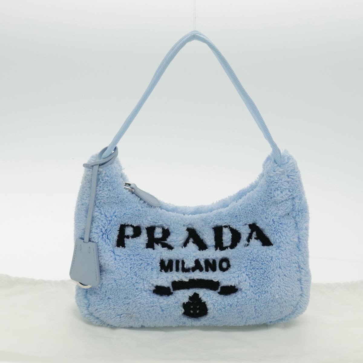 PRADA Mini Hand Bag Pile Blue Auth 93077A