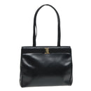 Salvatore Ferragamo Shoulder Bag Leather Black Gold Auth 93193-1
