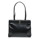 Salvatore Ferragamo Shoulder Bag Leather Black Gold Auth 93193-13