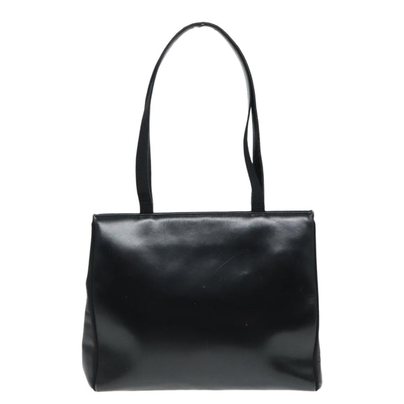 Salvatore Ferragamo Shoulder Bag Leather Black Gold Auth 93193