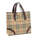 BURBERRY Nova Check Hand Bag PVC Beige Auth 93196-1