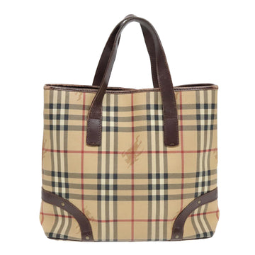 BURBERRY Nova Check Hand Bag PVC Beige Auth 93196 - 0