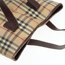 BURBERRY Nova Check Hand Bag PVC Beige Auth 93196-6