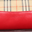 Burberrys Nova Check Hand Bag Canvas Leather Beige Red gold Auth 93197-17