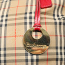 Burberrys Nova Check Hand Bag Canvas Leather Beige Red gold Auth 93197-10