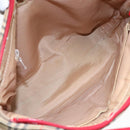 Burberrys Nova Check Hand Bag Canvas Leather Beige Red gold Auth 93197-11