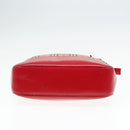 Burberrys Nova Check Hand Bag Canvas Leather Beige Red gold Auth 93197-5