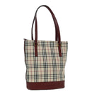 BURBERRY Nova Check Shoulder Bag Canvas Beige Gold Auth 93198-1