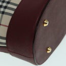 BURBERRY Nova Check Shoulder Bag Canvas Beige Gold Auth 93198-9