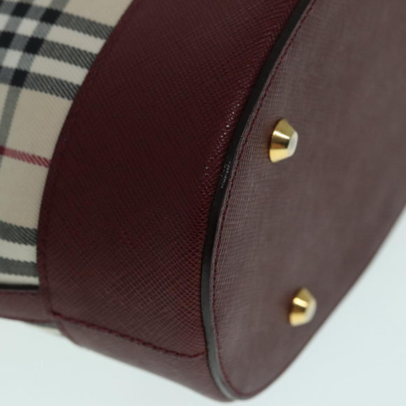 BURBERRY Nova Check Umhängetasche Canvas Beige Gold Auth 93198