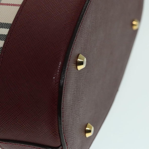 BURBERRY Nova Check Umhängetasche Canvas Beige Gold Auth 93198