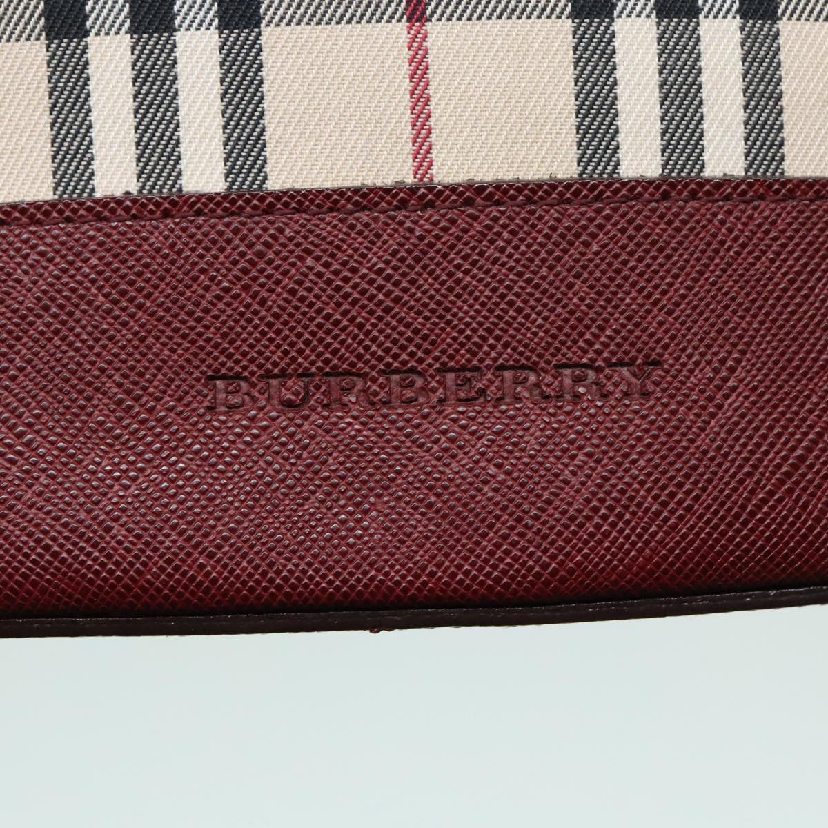 BURBERRY Nova Check Shoulder Bag Canvas Beige Gold Auth 93198