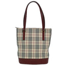 BURBERRY Nova Check Shoulder Bag Canvas Beige Gold Auth 93198-13