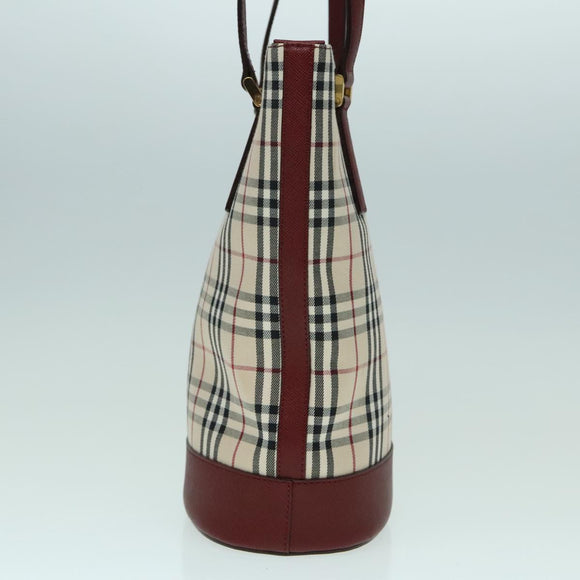 BURBERRY Nova Check Umhängetasche Canvas Beige Gold Auth 93198