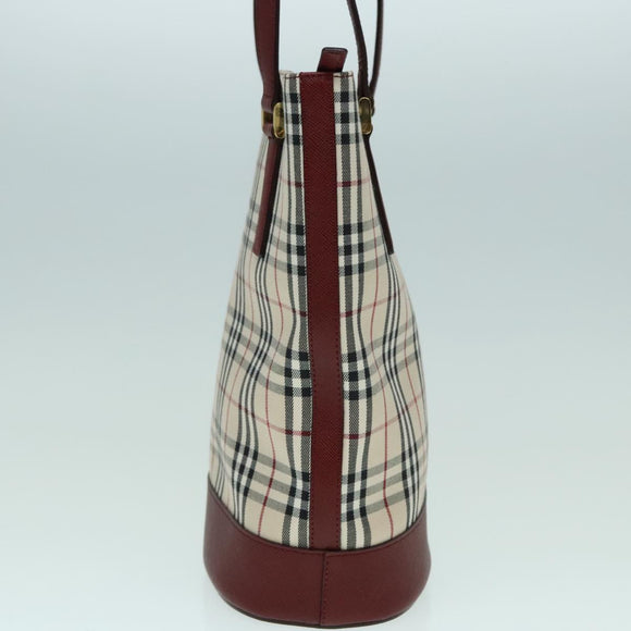 BURBERRY Nova Check Umhängetasche Canvas Beige Gold Auth 93198