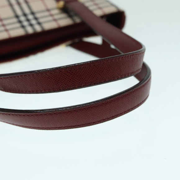 BURBERRY Nova Check Umhängetasche Canvas Beige Gold Auth 93198