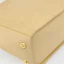 Salvatore Ferragamo Schoudertas Leer Beige Goud Auth 93202-16