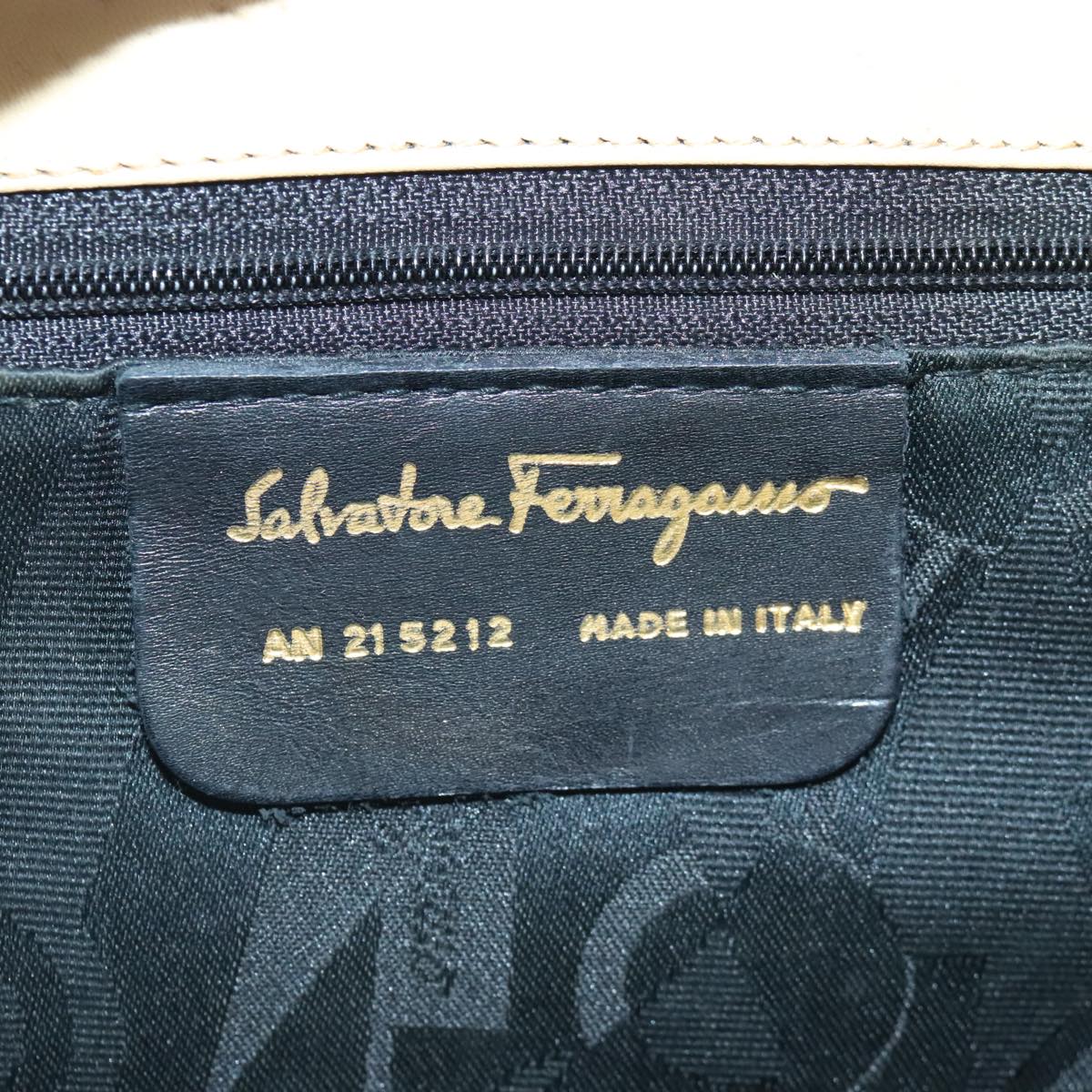 Salvatore Ferragamo Shoulder Bag Leather Beige Gold Auth 93202