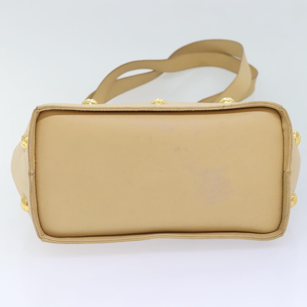 Salvatore Ferragamo Shoulder Bag Leather Beige Gold Auth 93202