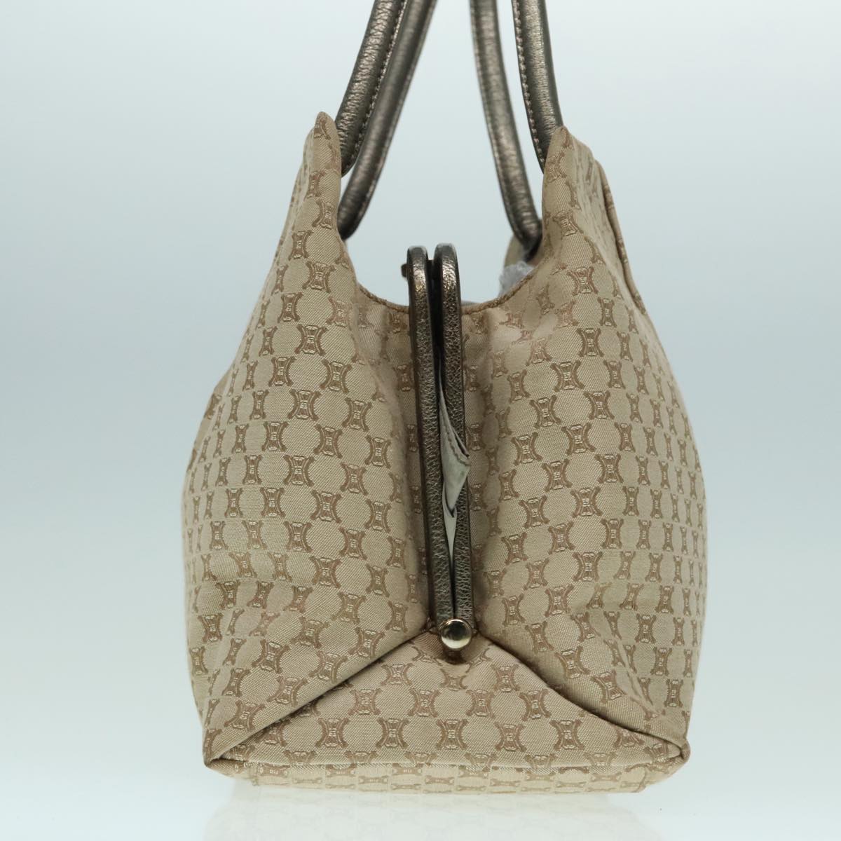 CELINE Macadam Canvas Shoulder Bag Beige Gold Auth 93204