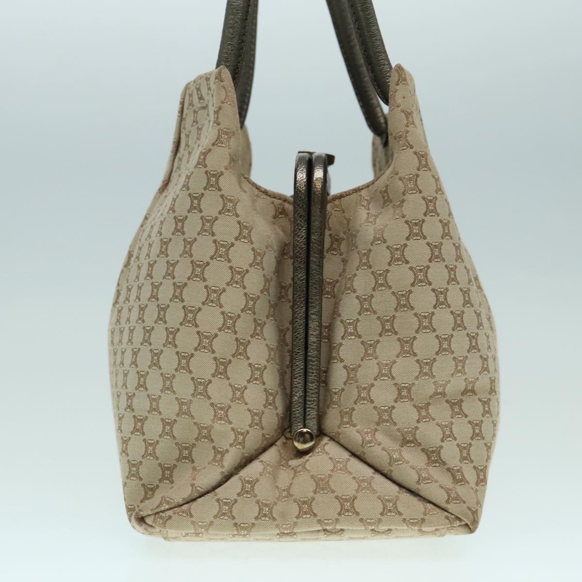 CELINE Macadam Canvas Shoulder Bag Beige Gold Auth 93204