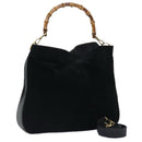 GUCCI Bamboo Handtasche Wildleder 2-Wege Schwarz Gold 001 123 1577 Auth 93210-1