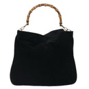 GUCCI Bamboo Handtasche Wildleder 2-Wege Schwarz Gold 001 123 1577 Auth 93210-13