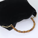 GUCCI Bamboo Handtasche Wildleder 2-Wege Schwarz Gold 001 123 1577 Auth 93210-6