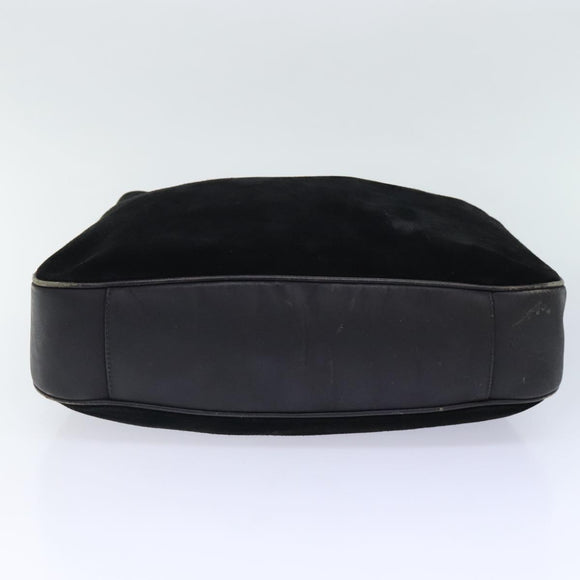 GUCCI Bamboo Handtasche Wildleder 2-Wege Schwarz Gold 001 123 1577 Auth 93210
