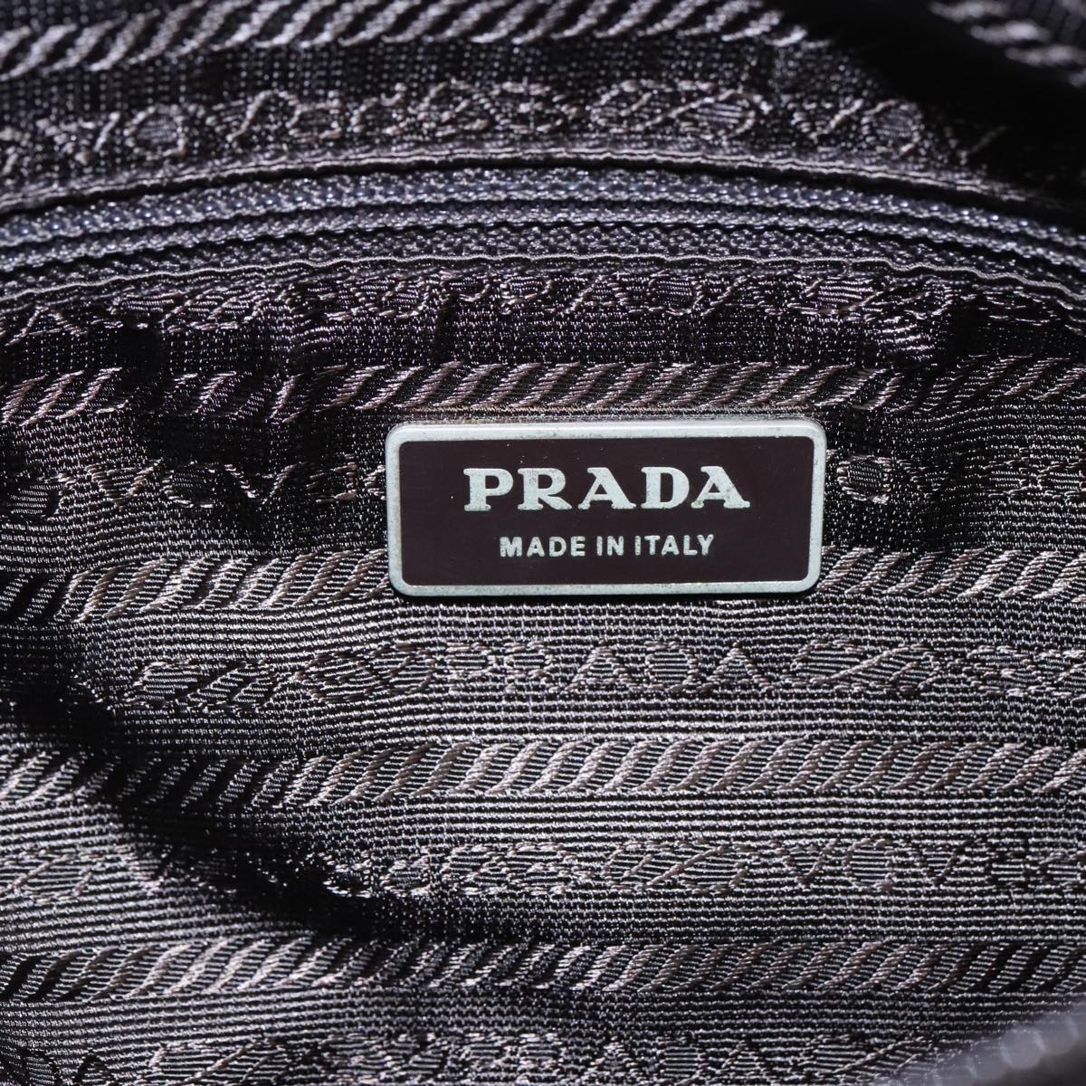 PRADA Shoulder Bag Nylon Khaki Silver Auth 93212