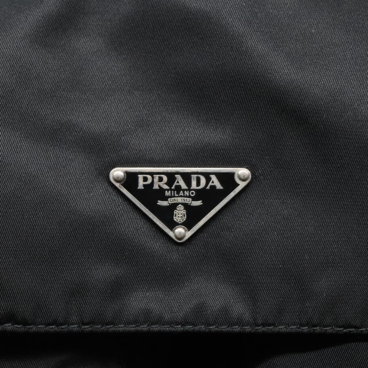 PRADA Shoulder Bag Nylon Black Silver Auth 93215