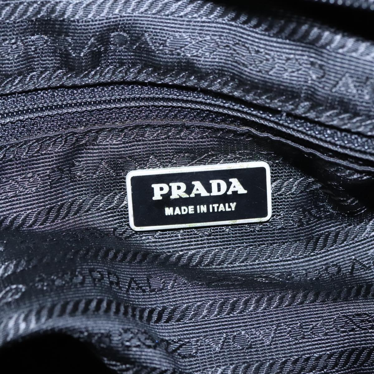 PRADA Shoulder Bag Nylon Black Silver Auth 93215