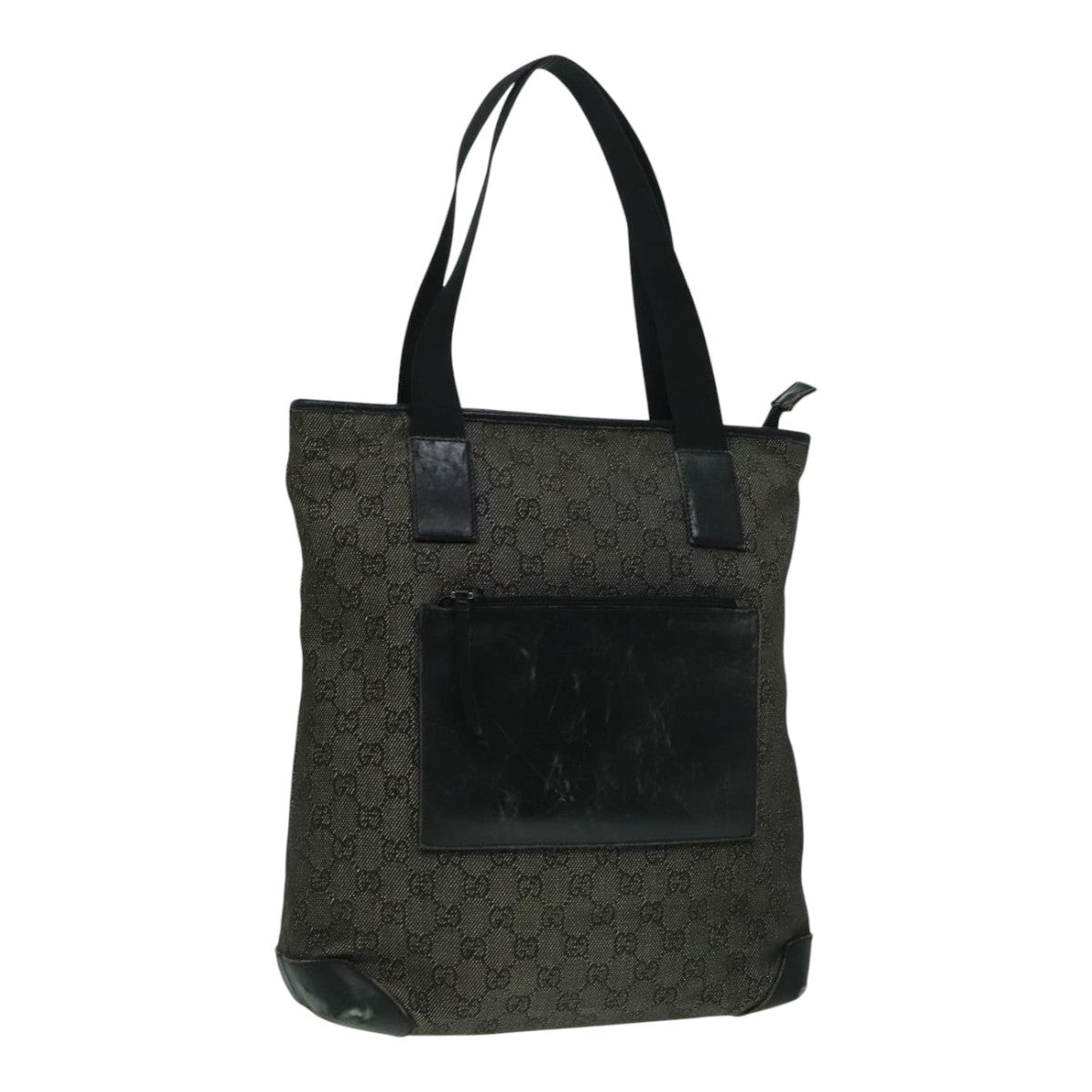 GUCCI GG Canvas Shoulder Bag Black Silver 28892 Auth 93217