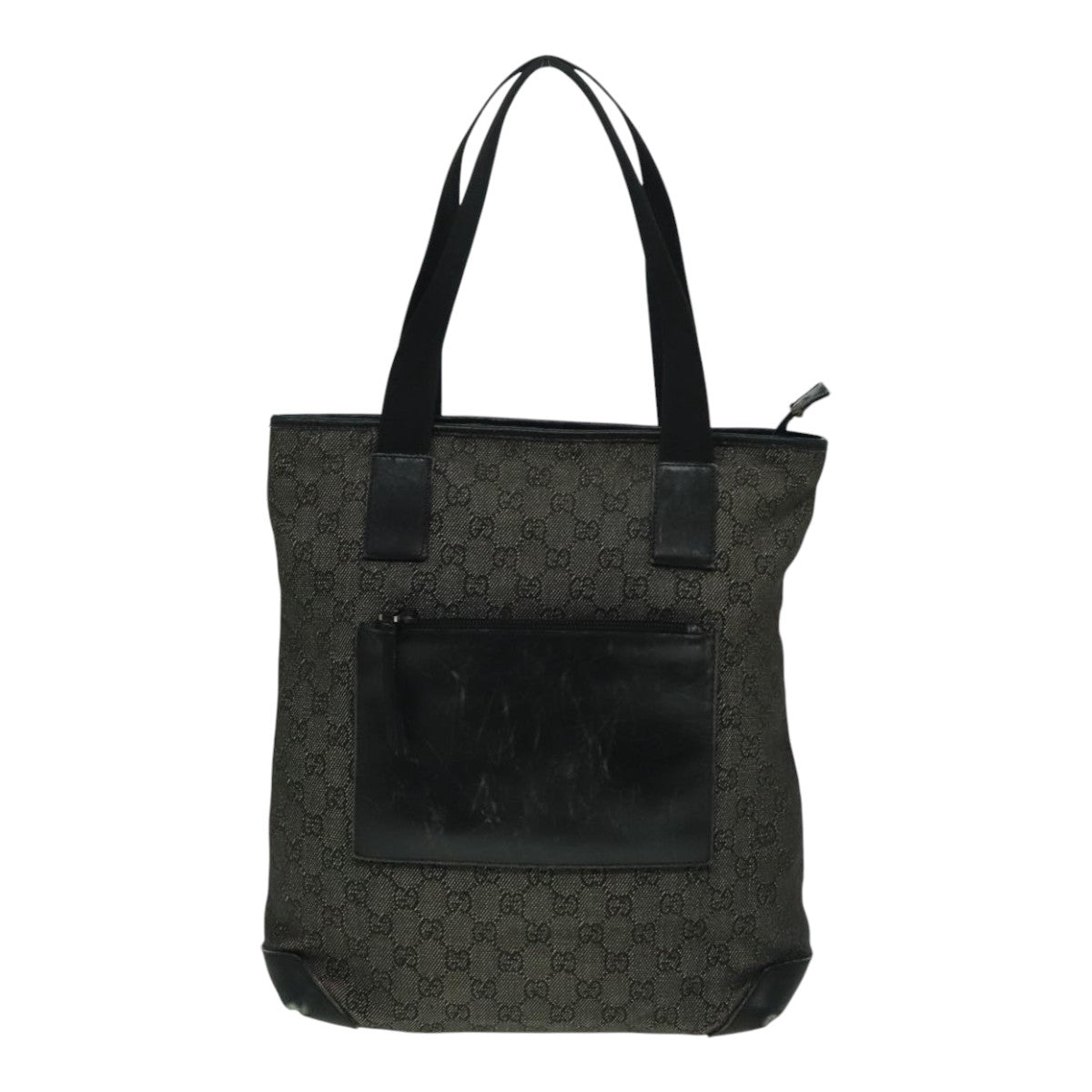 GUCCI GG Canvas Shoulder Bag Black Silver 28892 Auth 93217