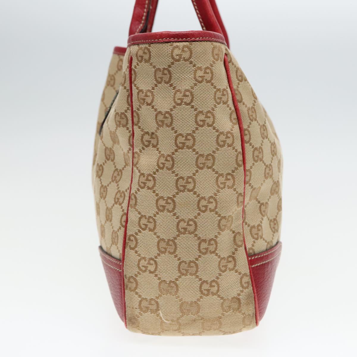 GUCCI GG Canvas Web Sherry Line Shoulder Bag Beige Gold Red 163805 Auth 93220