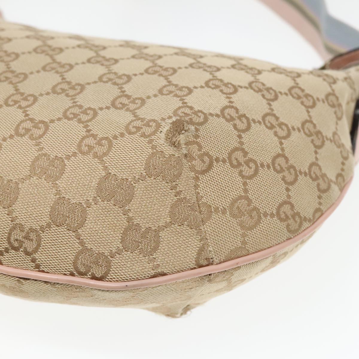 GUCCI GG Canvas Sherry Line Shoulder Bag Beige Gold pink 131092 Auth 93221