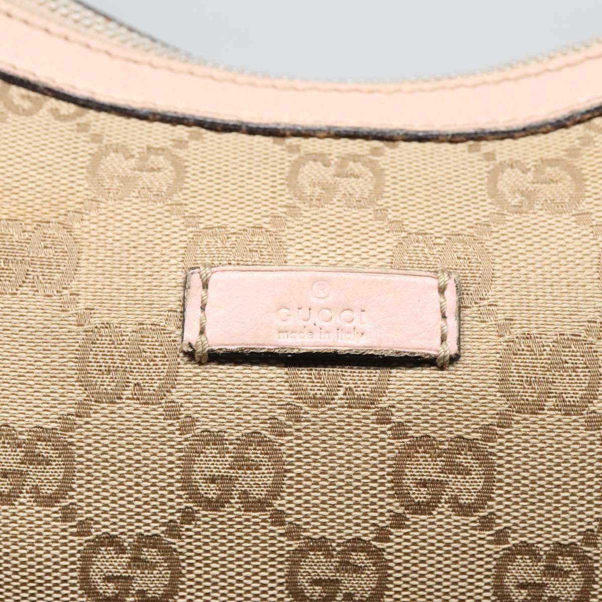 GUCCI GG Canvas Sherry Line Shoulder Bag Beige Gold pink 131092 Auth 93221