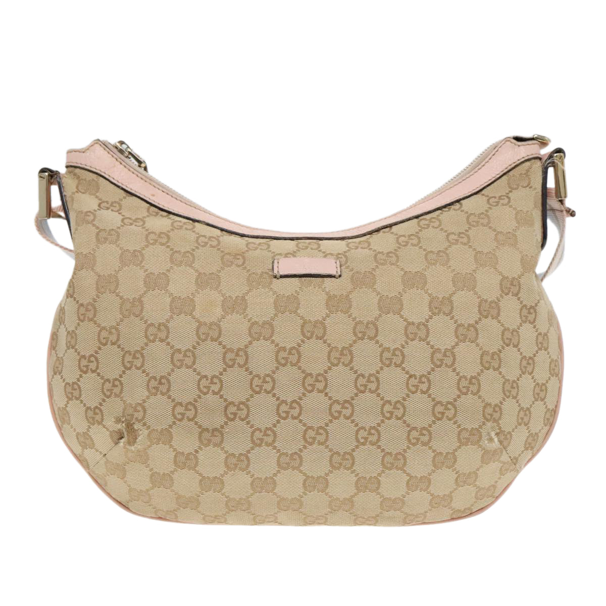 GUCCI GG Canvas Sherry Line Shoulder Bag Beige Gold pink 131092 Auth 93221