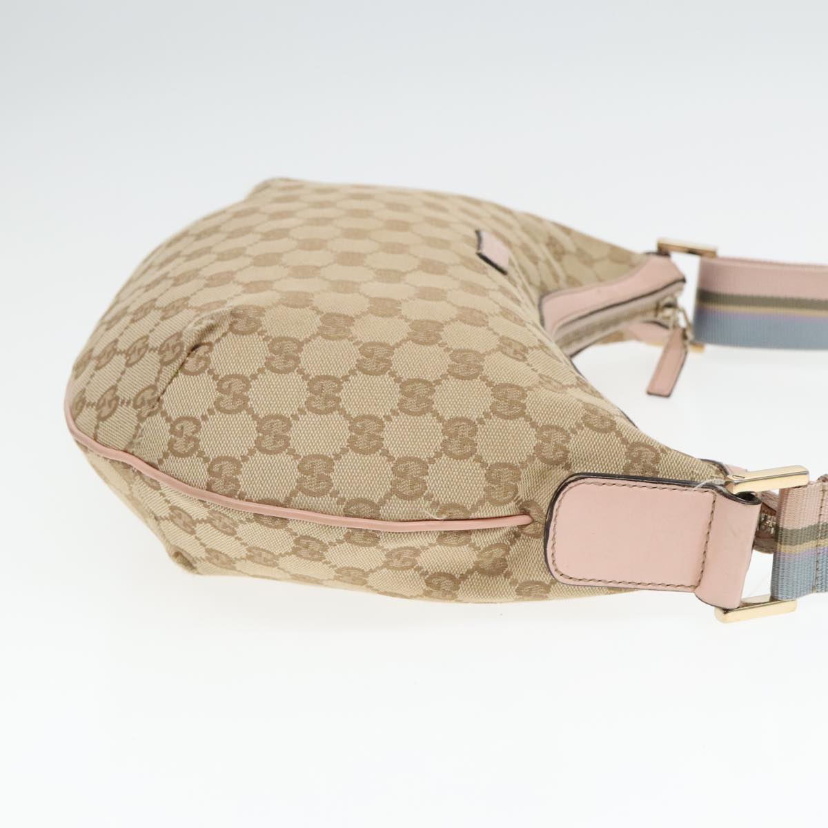 GUCCI GG Canvas Sherry Line Shoulder Bag Beige Gold pink 131092 Auth 93221