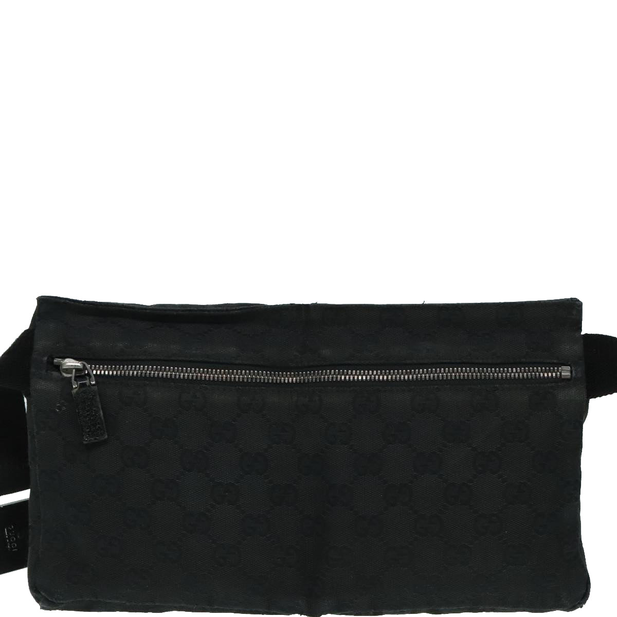 GUCCI GG Canvas Waist bag Black Silver Auth 93226 - 0