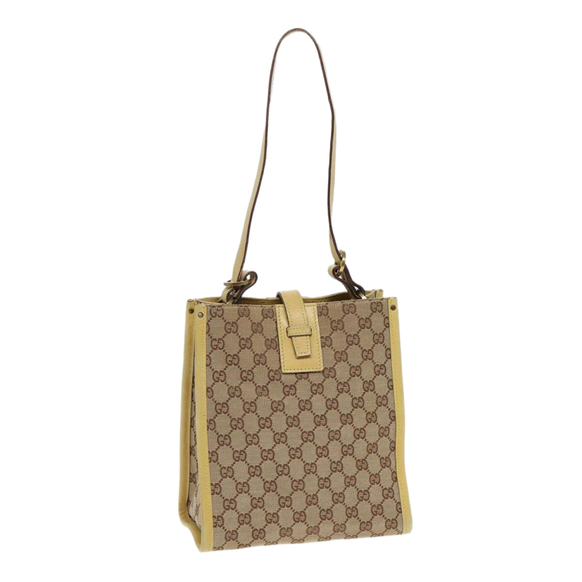 GUCCI GG Canvas Shoulder Bag Beige Gold 110292 Auth 93232