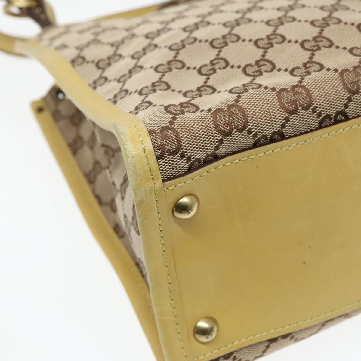 GUCCI GG Canvas Shoulder Bag Beige Gold 110292 Auth 93232