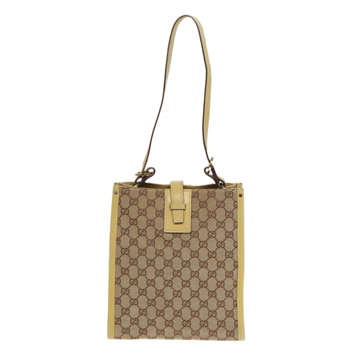 GUCCI GG Canvas Shoulder Bag Beige Gold 110292 Auth 93232