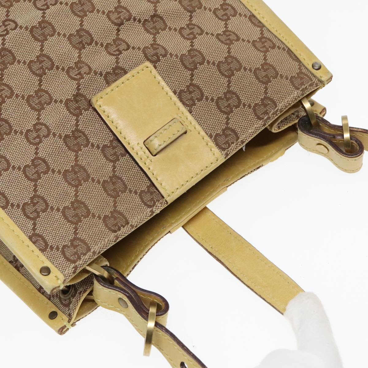 GUCCI GG Canvas Shoulder Bag Beige Gold 110292 Auth 93232