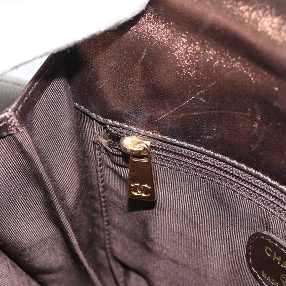 CHANEL Schoudertas Leer Brons Goud CC Auth 93241