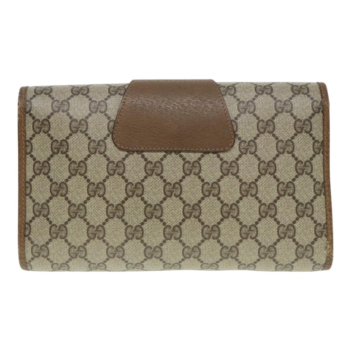 GUCCI GG Supreme Web Sherry Line Clutch Bag PVC Beige Red 89 01 030 Auth 93242